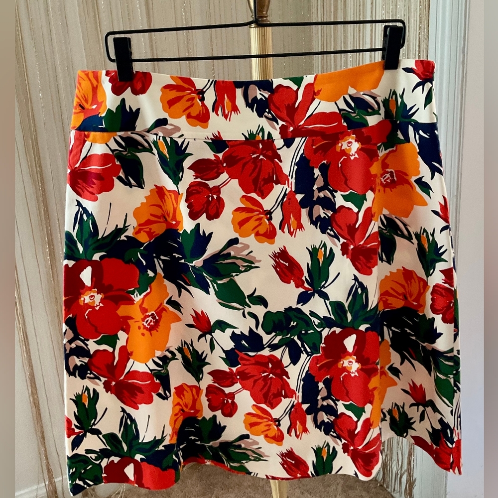 Oscar de la Renta Beautiful Floral A-Line Skirt